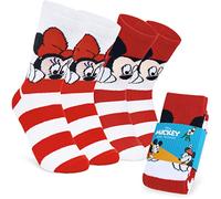 Disney Calcetines Antideslizantes Mujer y Adolescente, EU 35-41, Pack de 2 Calcetines Pantuflas Invierno, Regalos para Ella (Rojo Minnie/Mickey)