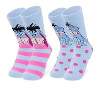 Disney Calcetines Antideslizantes Mujer y Adolescente, EU 35-41, Pack de 2 Calcetines Pantuflas Invierno, Regalos para Ella (Azul Eeyore)