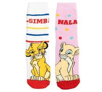 Disney - Calcetines antideslizantes para niña, diseño de El Rey León, color blanco/rosa (paquete de 2), blanco/rosa, 27-30