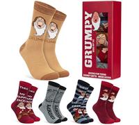 Disney Calcetines Hombre Divertidos, Pack de 5 Calcetines Grumpy Blancanieves, Regalo Original para Hombre o Adolescente (41/46 EU, Rojo Grumpy)