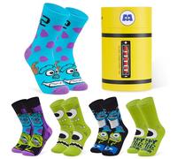 Disney Calcetines Mujer y Adolescentes, EU 35-41, Pack de 5 o 6 Calcetines Divertidos Suaves y Transpirables, Regalos para Ella (Verde/Azul Monsters Inc, 5 Pcs)