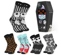 Disney Calcetines Mujer, Pack de Calcetines Divertidos, Pack de 5 Pares Navidad (Negro)