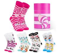 Disney Calcetines Mujer y Adolescentes, EU 35-41, Pack de 5 o 6 Calcetines Divertidos Suaves y Transpirables, Regalos para Ella (Rosa Alice in Wonderlan, 5 Pcs)