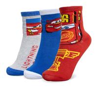 Disney Calcetines para niño Cars Rayo set 3 pares de calcetines de algodón niño 7115, Multicolor1, 27-30