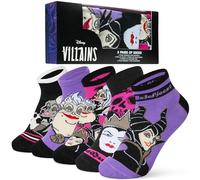 Disney Calcetines Tobilleros Mujer Talla 35-41, Pack de 5 Suaves y Transpirables, Colores Divertidos, Regalos Divertidos (Multi Villains)