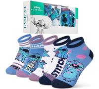 Disney Calcetines Tobilleros Mujer Talla 35-41, Pack de 5 Suaves y Transpirables, Colores Divertidos, Regalos Divertidos (Multi Stitch)