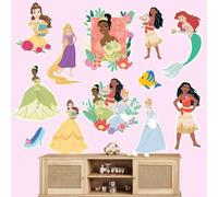 Disney Calcomanías de pared de princesa para decoración de dormitorio de niñas, decoración de póster artístico