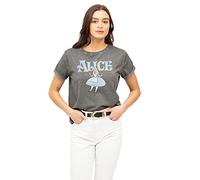 Disney Camiseta Alice Mujer, Color carbón, 8 UK