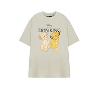 Disney Camiseta Beige de Manga Corta para Mujer | Camiseta gráfica de Simba y Nala de El Rey León | Top con Personajes clásicos Camisa Informal para Mujer