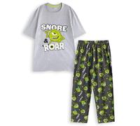 Disney Camiseta con gráfico de ronquidos y rugidos de Mike Wazowski de Monsters Inc. | Camiseta de Manga Corta con Estampado de Personajes Gris | Ropa de Dormir y Ropa de Descanso humorística