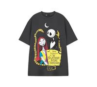 Disney Camiseta de carbón Unisex The Nightmare Before Christmas | Camiseta gráfica de Manga Corta Negra | Camiseta gráfica de Personajes de Manga Corta | Top de gótico para Fans de Jack Skellington