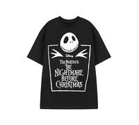 Disney Camiseta de Manga Corta Negra Unisex The Nightmare Before Christmas Coffin | Camiseta gráfica para Fans de Tim Burton | Impresión de Jack Skellington y Sally | Top de Estilo gótico