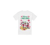 Disney Camiseta de Mickey & Minnie Mouse Guirnalda Navidad para Hombre (TV4795)