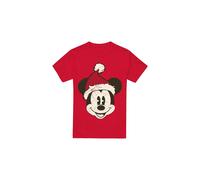 Disney Camiseta de Mickey Mouse Cara de Papá Noel para Hombre (TV3510)