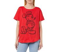 Disney Camiseta diseño de Mickey Mouse Sketch para Mujer, Color Rojo, Talla 14 UK