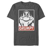 Disney Camiseta gráfica para Hombre Blancanieves y Siete Enanos Grumpy, Carbón Jaspeado, XL