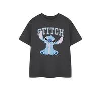 Disney Camiseta Lilo & Stitch College Girls Blanca de Manga Corta | Linda Camiseta gráfica para Adolescentes | Parte Superior del Personaje de Ohana Stitch | Regalo de Ropa variada para niñas