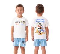 Disney Camiseta Manga Corta Niño Y Pantalones Corta, Ropa Niño 2 Piezas Mickey Mouse, Pato Donald, Goofy, Camiseta Y Pantalones, Blanco 2-3 años