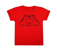 Disney Camiseta Mickey Mouse Love Hands para niña, roja, 12 años, Reino Unido