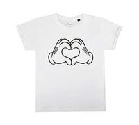 Disney Camiseta Mickey Mouse Love Hands para niñas, Blanca, de 12 a 14 años, Reino Unido