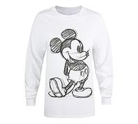 Disney Camiseta Mickey Sketch para Mujer, Blanca, Talla 12 UK