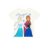 Disney Camiseta niña Frozen, Top niña con Estampado de Elsa y Anna, Ropa niños Manga Corta para Verano 3-4 Años