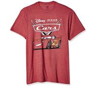 Disney Camiseta para Hombre, diseño de Cars Rayo Mcqueen, Color Rojo Jaspeado