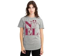 Disney Camiseta para Mujer con diseño de Disney Mickey Mouse Christmas Noel, Bola de Nieve, Camiseta atlética Jaspeada, Gris, S
