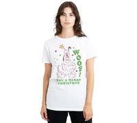 Disney Camiseta para Mujer, diseño de Mickey Mouse Pluto Woof You a Merry Christmas, Color Blanco, Blanco, XL