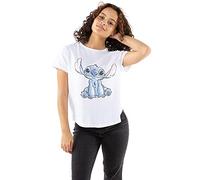 Disney Camiseta Stitch Sketch Sketch para Mujer, Blanca, 8 UK