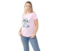 Disney Camiseta Stitch Sketch Sketch para Mujer, Rosa Claro, Talla 14 UK