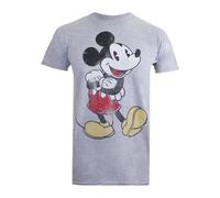 Disney Vintage Mickey Camiseta, Gris, S para Hombre