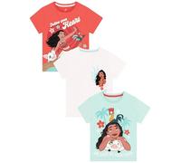 Disney Camisetas Niña Vaiana Moana, Camiseta Niña Pack de 3 con Pua y Hei Hei, Ropa Niños de Verano 2-3 Años