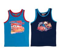 Disney Cars - Camiseta interior para niños Rayo McQueen, color azul (2 unidades), azul, 110/116 cm