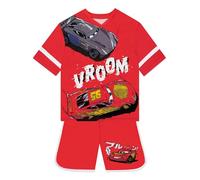 Disney Cars Camiseta Y Pantolones Corto, Camiseta Manga Corta Niño Rayo Mcqueen, Rojo 6-7 años