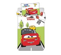 Disney Cars - Juego de Ropa de Cama para bebé Champion | Funda nórdica de 100 × 135 cm + Funda de Almohada de 40 × 60 cm - 100% algodón | Licencia Oficial Disney Lightning Mcqueen | Cuna/Cama Junior