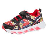 Disney Cars Light Up - Zapatillas deportivas para niños Lightning McQueen con luces intermitentes para patinaje, negro, rojo, 35 EU