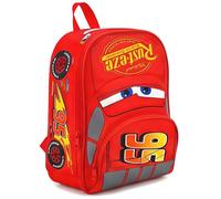 Disney Cars Lightning McQueen - Mochila escolar roja para niños, mochila escolar ligera para jardín de infantes preescolar con bolsillo frontal, mochila de viaje