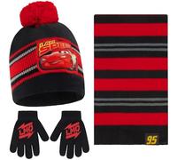 Disney Cars Lightning McQueen Scarf, Hat and Gloves Set for Toddler and Little Boys