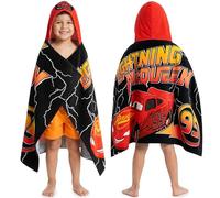 Disney Cars Lightning McQueen Toalla con Capucha Niño, Poncho Niño de Baño y Playa 100% Algodón, Suave y Absorbente, Toalla Piscina Infantil, Accesorio de Viaje y Vacaciones (Rojo/Negro Cars)