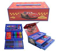 Disney Cars Maletín Deluxe para Colorear Infantil | Kit Creativo Portátil Premium de 52 Piezas con Rotuladores, Ceras de Colores, Lápices de Colores y Más | Set de Dibujo | Regalo de Rayo McQueen