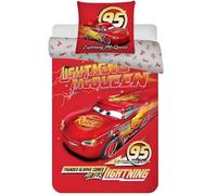Disney Cars McQueen - Juego de ropa de cama tamaño individual de 140 x 200 cm con funda de almohada de 60 x 65 cm, 100 % algodón, suave, transpirable y duradera, para niños y adolescentes, decoración
