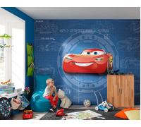 Disney Cars Papel Pintado Niños Habitación Rayo Mcqueen 3.68x2.54cm Azul/Rojo