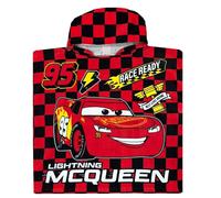 Disney Cars - Poncho de toalla con capucha para niños, diseño de Rayo McQueen (rojo, talla única)