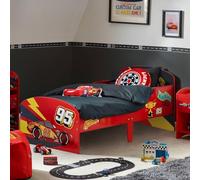 Disney Cars Rayo Mcqueen Cama para niños pequeños: construcción robusta de madera manufacturada, laterales protegidos, listones de madera, se adapta a colchones de 140 x 70 cm (colchón no incluido)