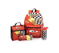 Disney Cars Rojo Lightning Mcqueen Juego de mochila de 4 piezas Muchachos