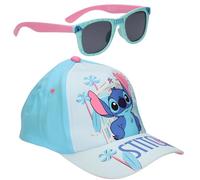 Disney Cars | Stitch | Minnie Mouse Gorra de Béisbol y Gafas de Sol | Gorra y Gafas con Protección UV 400 para Niños | Set de Accesorios de Verano para Playa y Vacaciones (Stitch - Azul)
