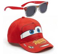 Disney Cars | Stitch | Minnie Mouse Gorra de Béisbol y Gafas de Sol | Gorra y Gafas con Protección UV 400 para Niños | Set de Accesorios de Verano para Playa y Vacaciones (Cars - Roja)