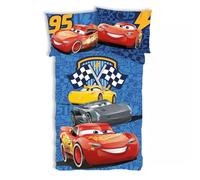 Disney Cars Track Stars - Juego de cama reversible para cuna, 100% algodón, funda nórdica de 100 x 135 cm y funda de almohada de 40 x 60 cm, Flash McQueen
