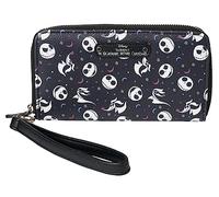 Disney Cartera de piel sintética con cierre de Mickey Minnie Mouse Winnie Pooh, Jack Skellington Negro, Cartera de mano